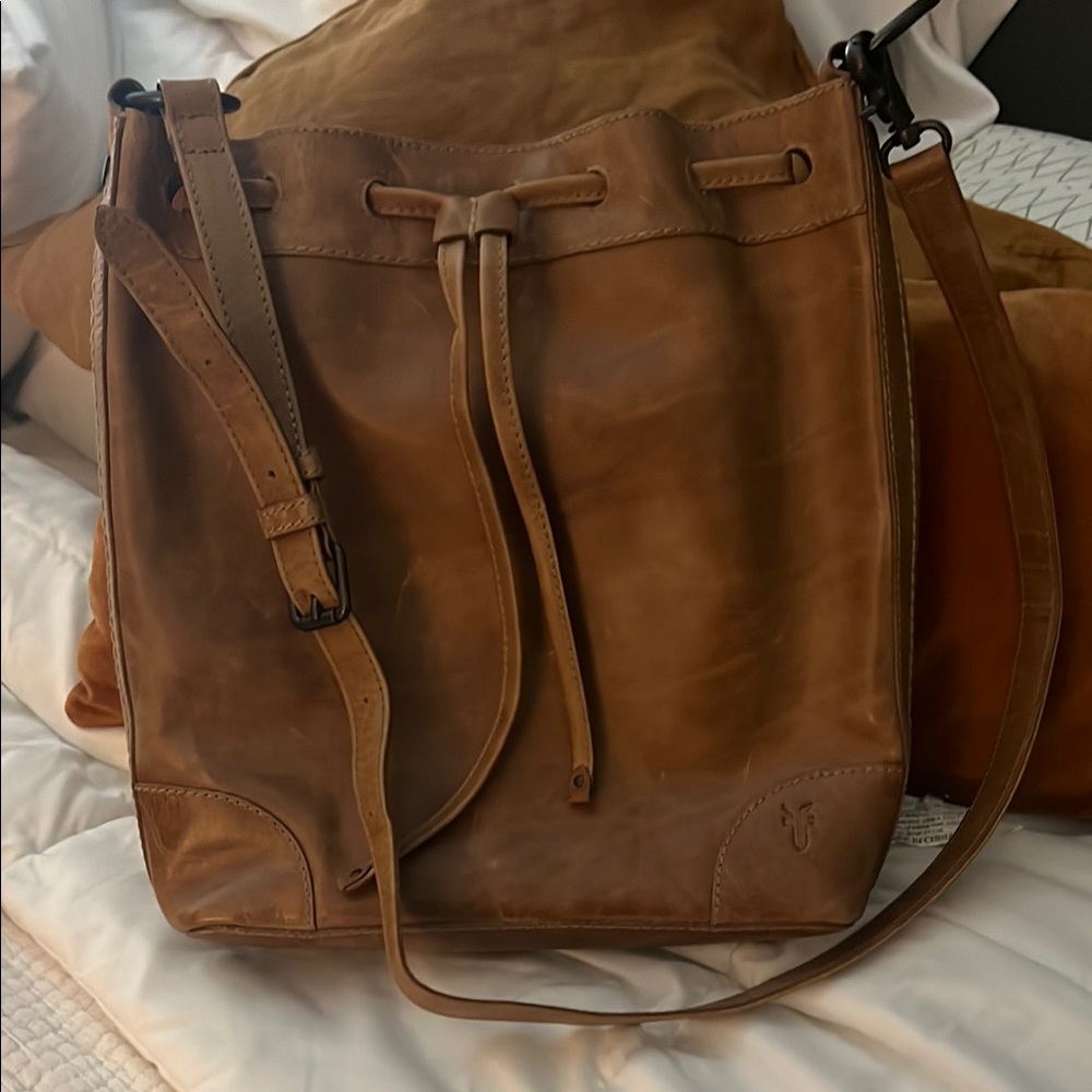 Brown Leather Bucket Bag